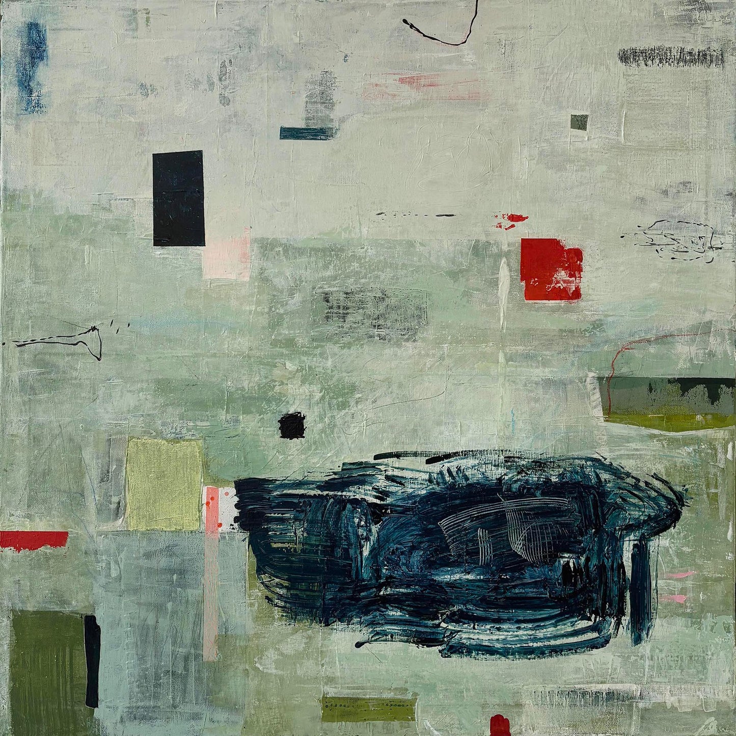 Original abstract painting by Julika Pettigrew. Sensitive expressive abstract acrylic paint on canvas.