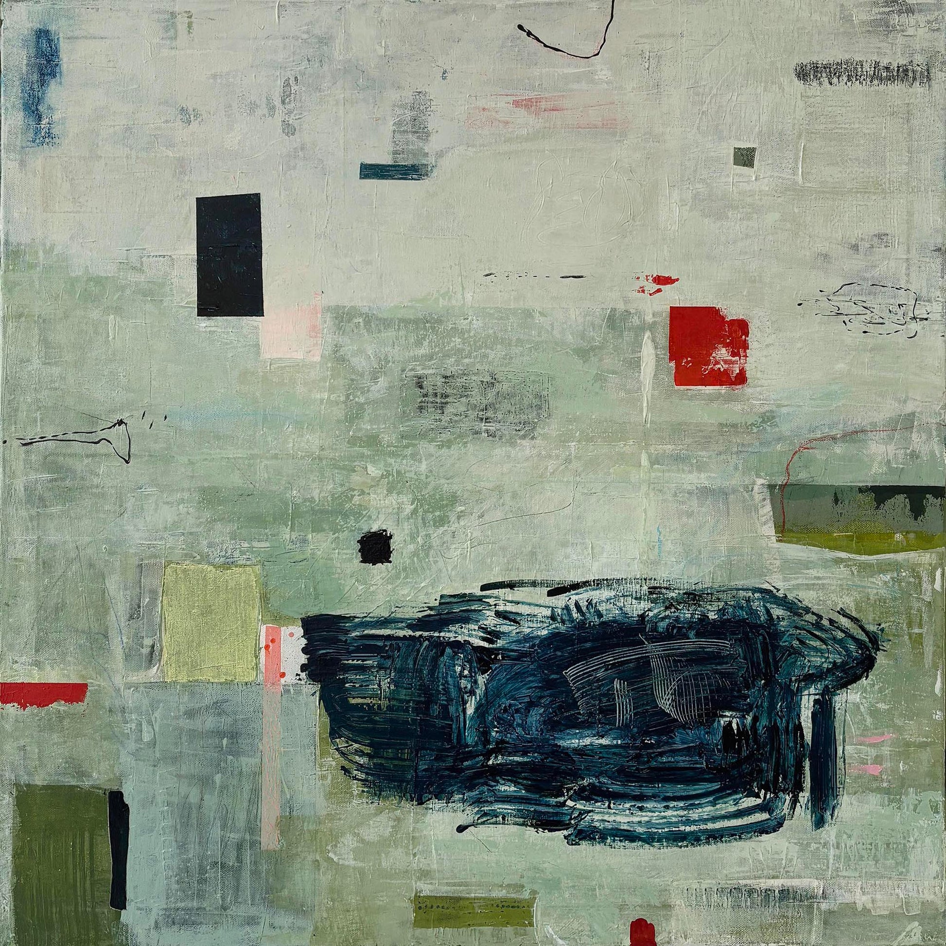 Original abstract painting by Julika Pettigrew. Sensitive expressive abstract acrylic paint on canvas.
